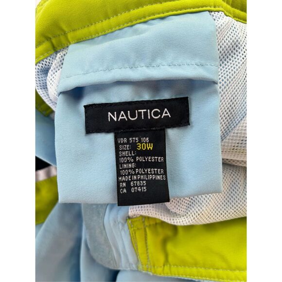 Men’s Nautica Swim Trunks, Size 30W Blue, Green, Mesh Lined - Picture 5 of 7